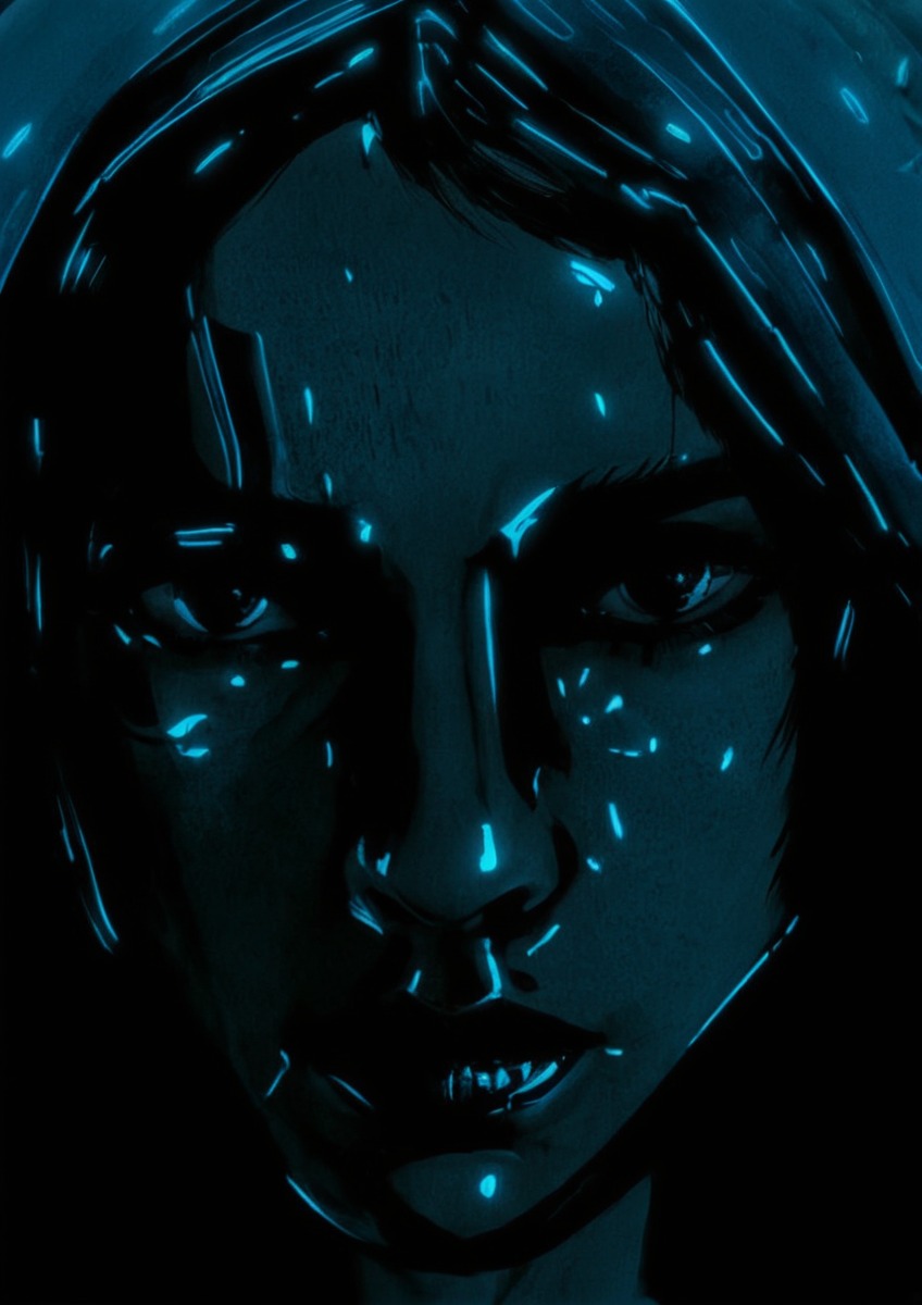 dark, darkestnight, digital, drawing, expressive, face, linocut, night, painting, portrait, procreate, topsom