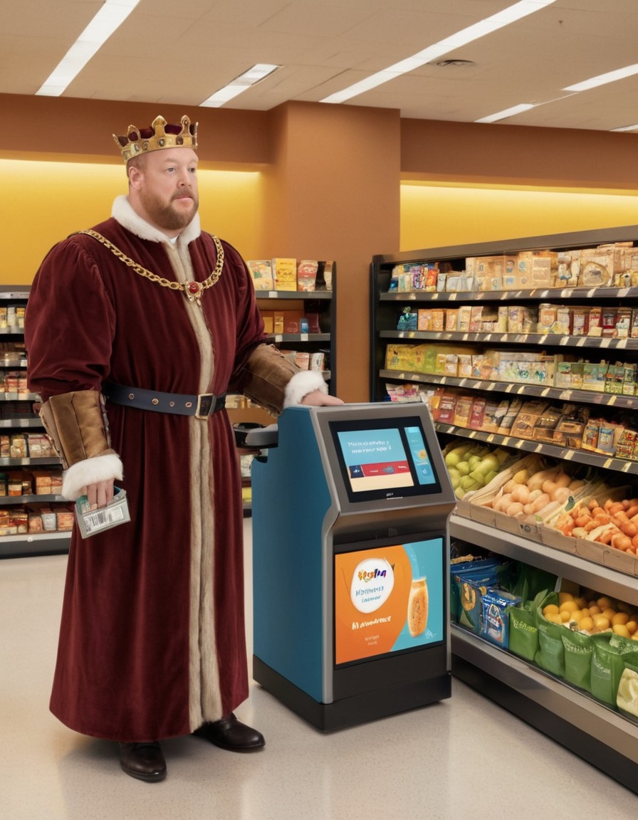 henry viii, self-checkout kiosk, grocery store, humor