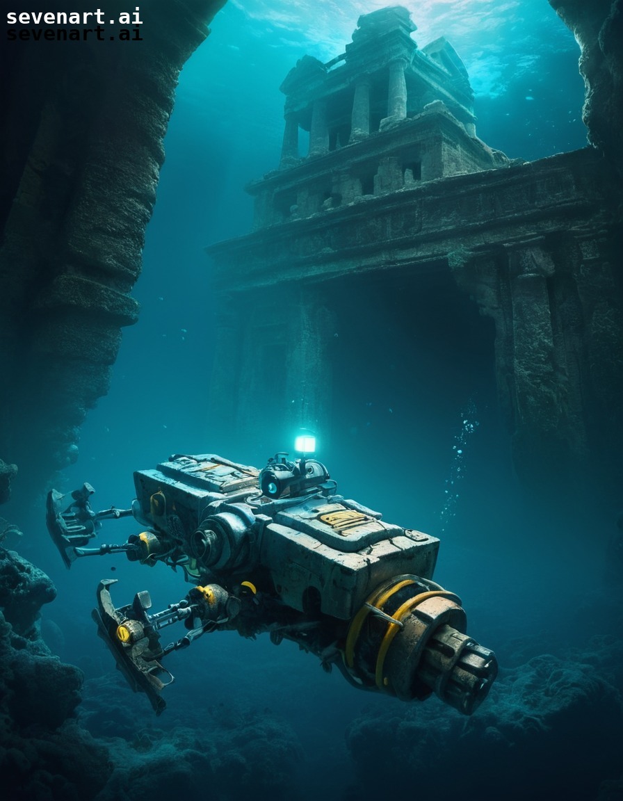 underwater, robot, exploration, ocean, ancient ruins, robots