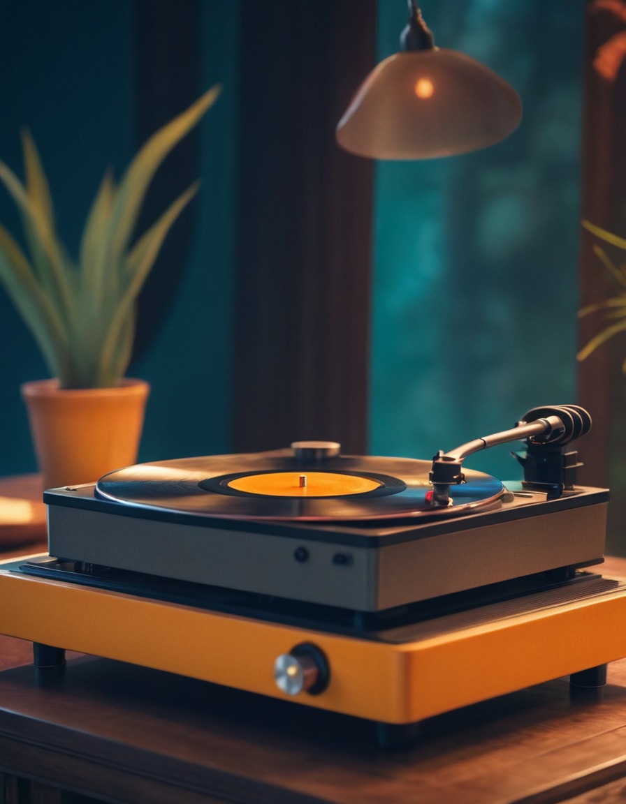 vintage, record player, music, relaxation, home, interior