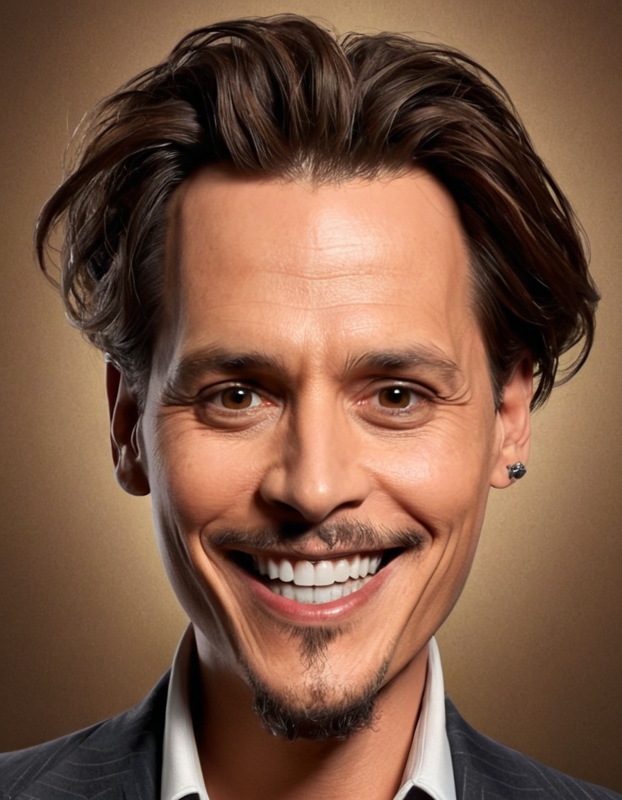 johnny depp, actor, celebrity, caricature, big head, crazy smile