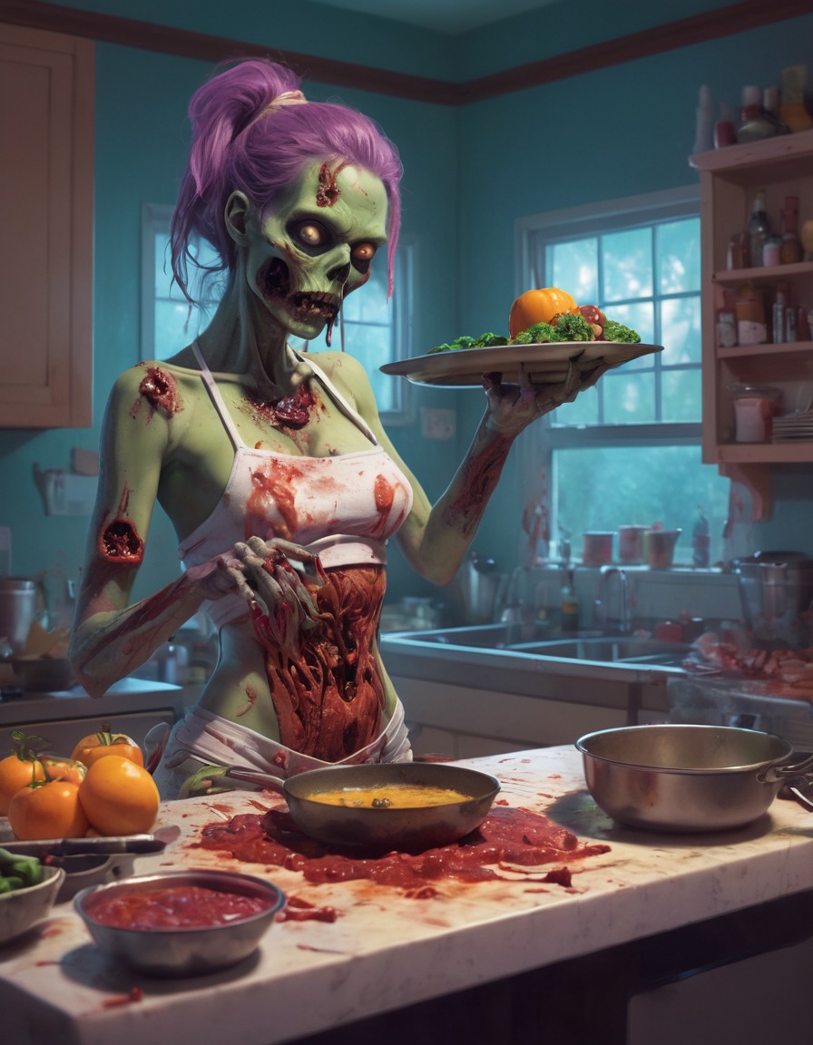 zombie, cooking class, kitchen, undead