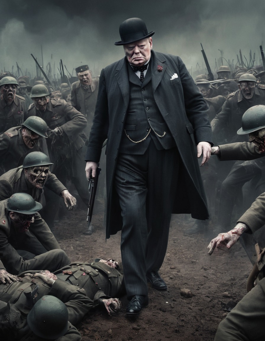 winston churchill, zombie, leader, historical battle, undead, reanimated 