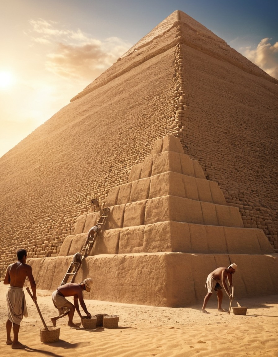 ancient egypt, pyramid building, manual labor, construction, 2500 bc, ancient civilizations, historical engineering