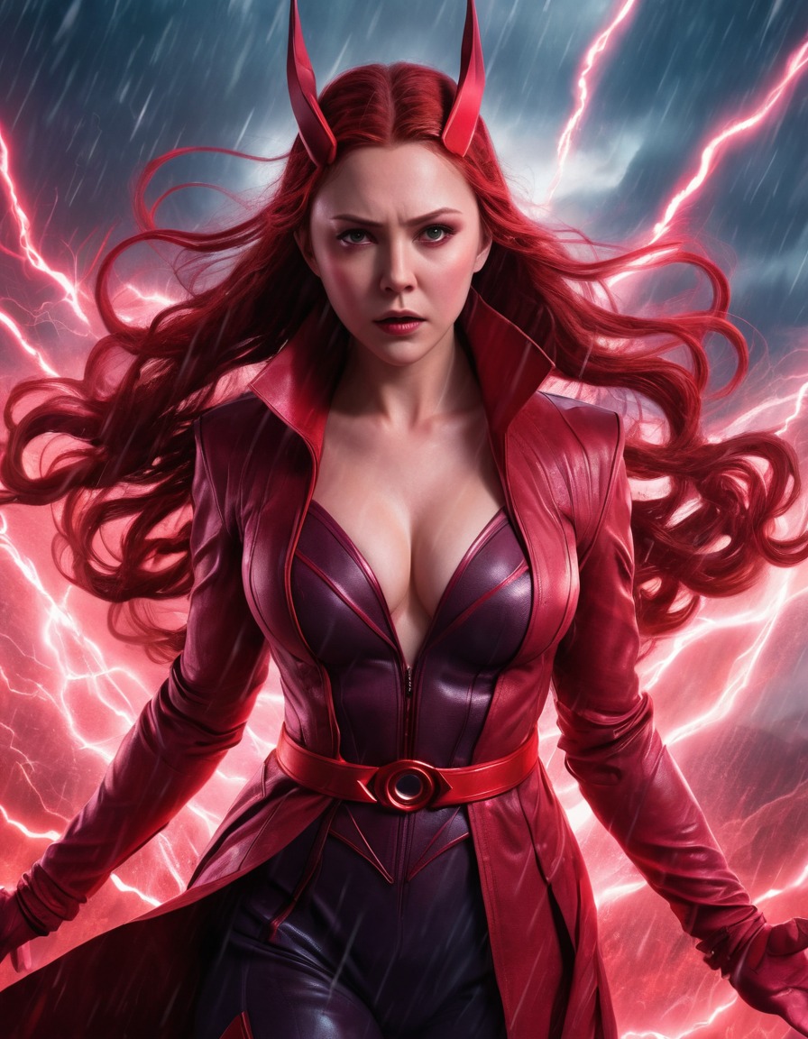 scarlet witch, marvel, superhero, magic, powers, energy manipulation, anime