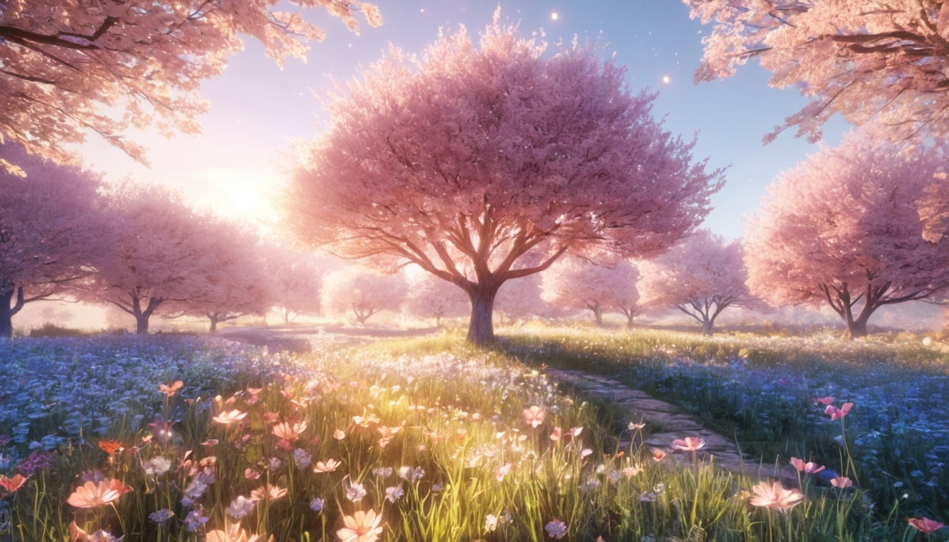 decorated, sakura, spring, tree