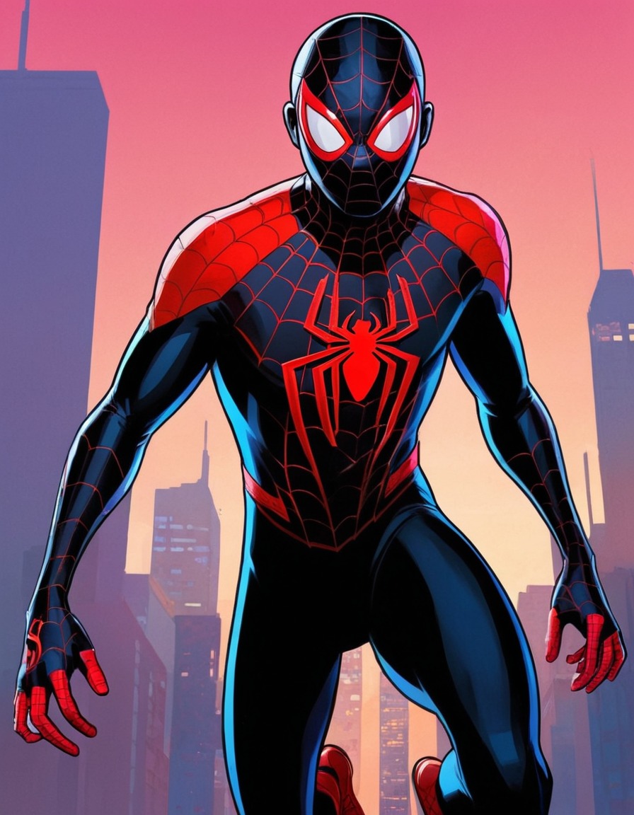 portrait, abstract art, miles morales, spider-man, into the spider-verse, movies