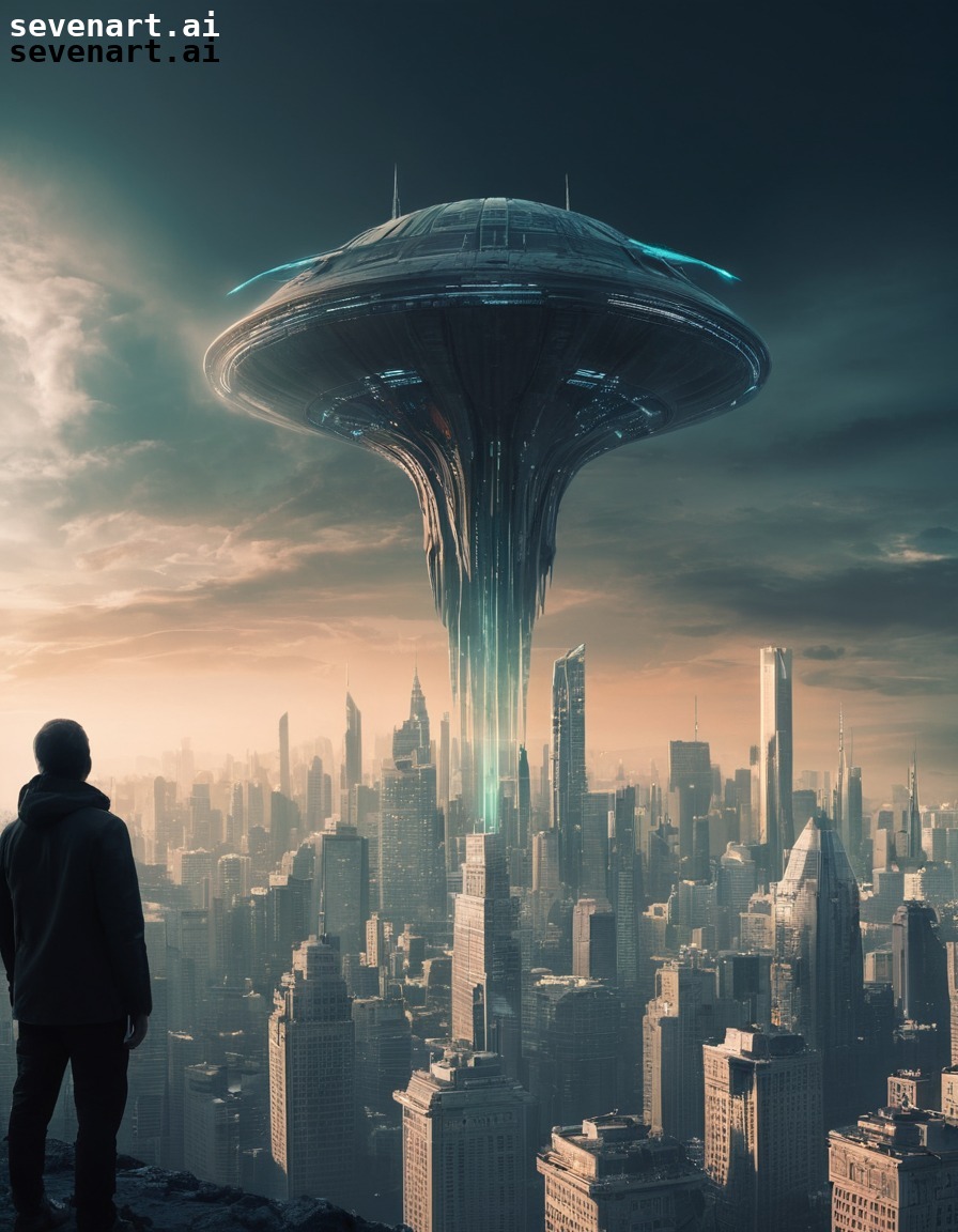 futuristic, alien, spaceship, cityscape, invasion, aliens, three body problem, trisolaran