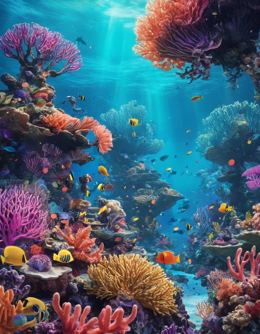 underwater, reef, coral, sea creatures, vibrant