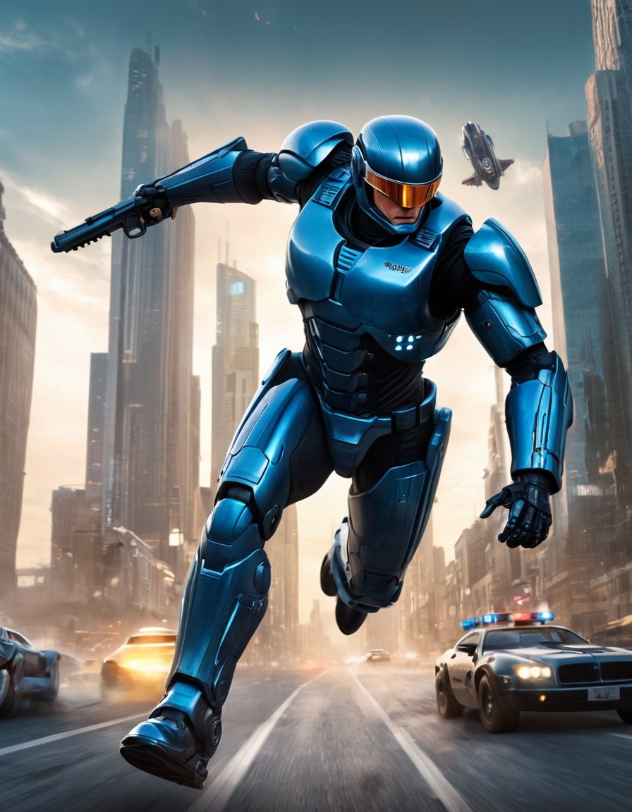 robocop, criminal, futuristic city, law enforcement, robots, games, movies