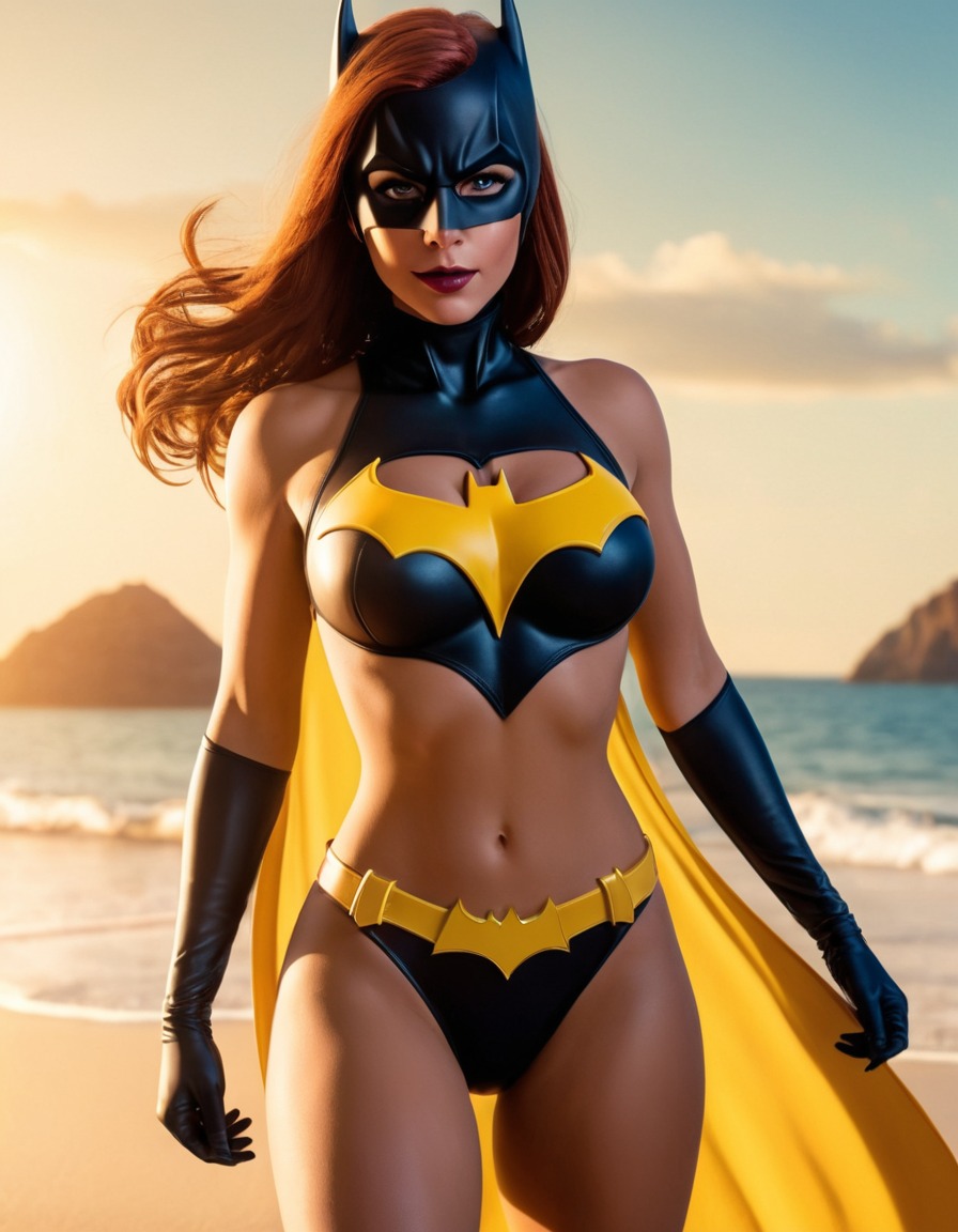 beach, batgirl, dc comics, superhero, swimsuit, character, fictional