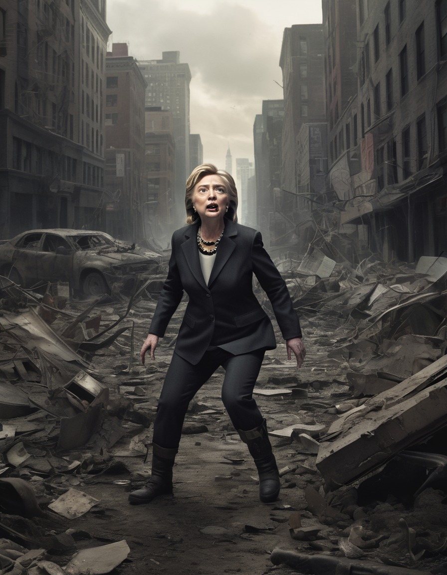 hillary clinton, zombie, post-apocalyptic, cityscape, horror, celebrities