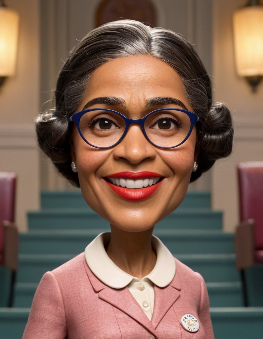 cartoon, caricature, rosa parks, humor, exaggerated features, funny