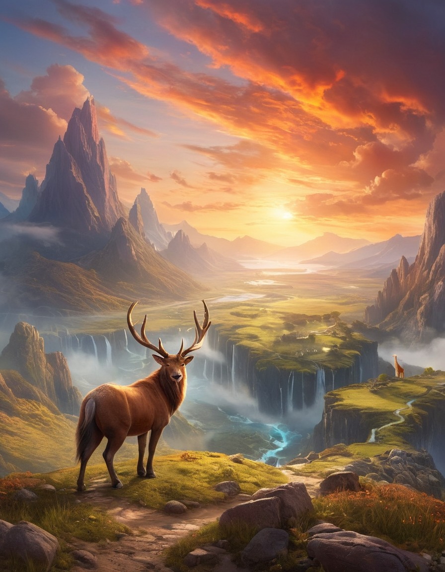 mythical creature, nian, landscape, fantasy, mythical, chinese legend