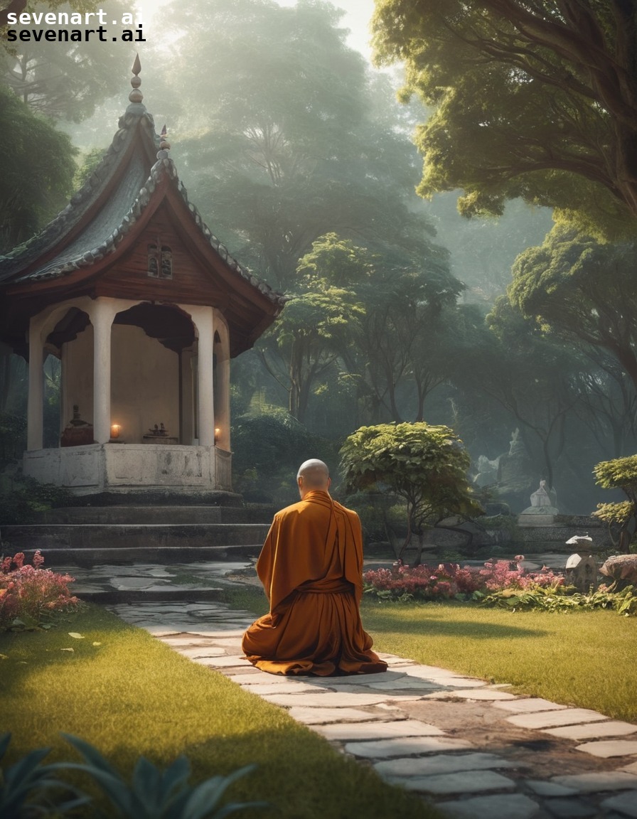 monk, praying, monastery, garden, peaceful, middle ages