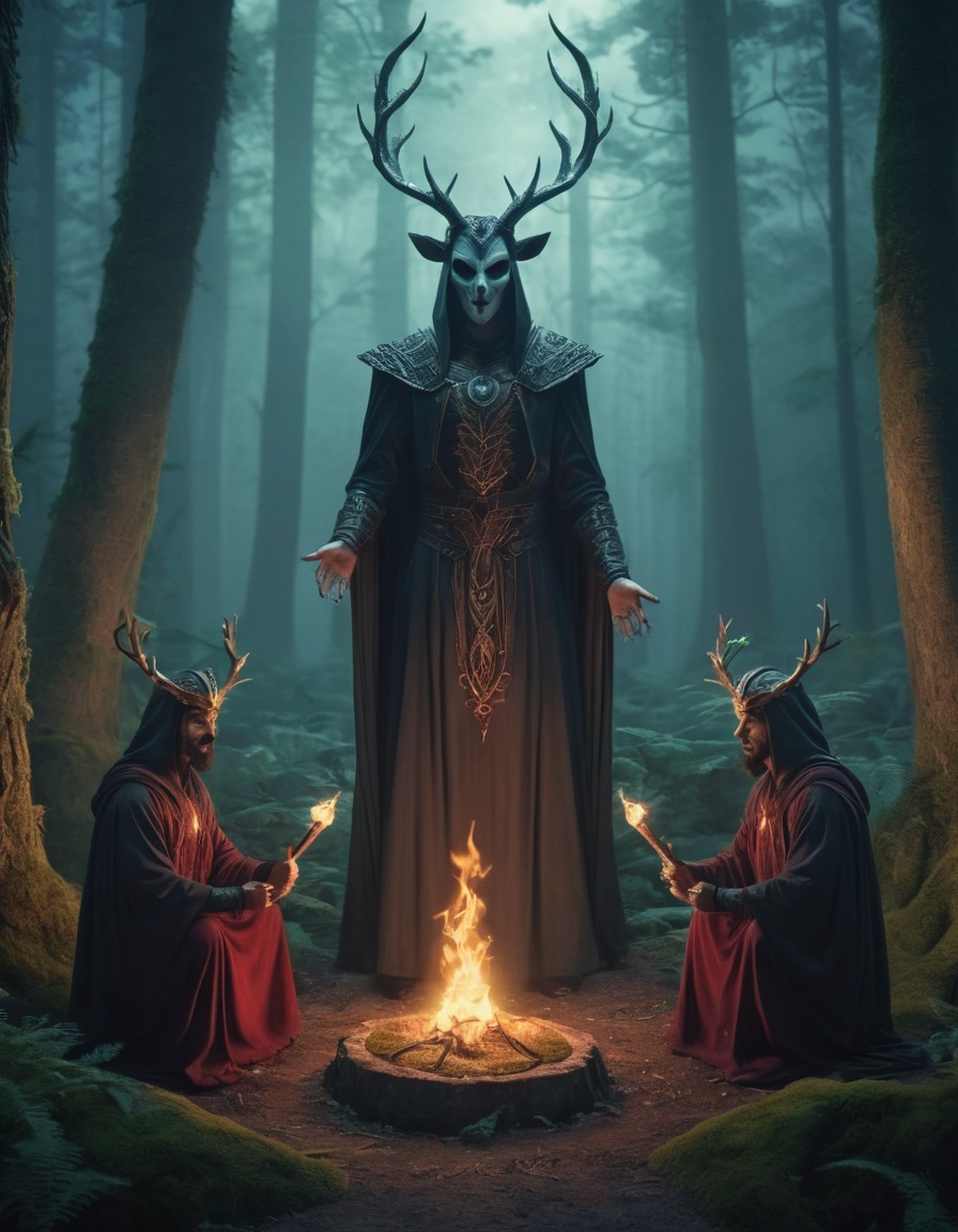 cult, ritual, mysterious, forest, grove, lovecraft, howard lovecraft