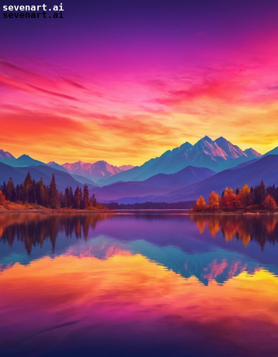 nature, serene, sunset, lake, mountains