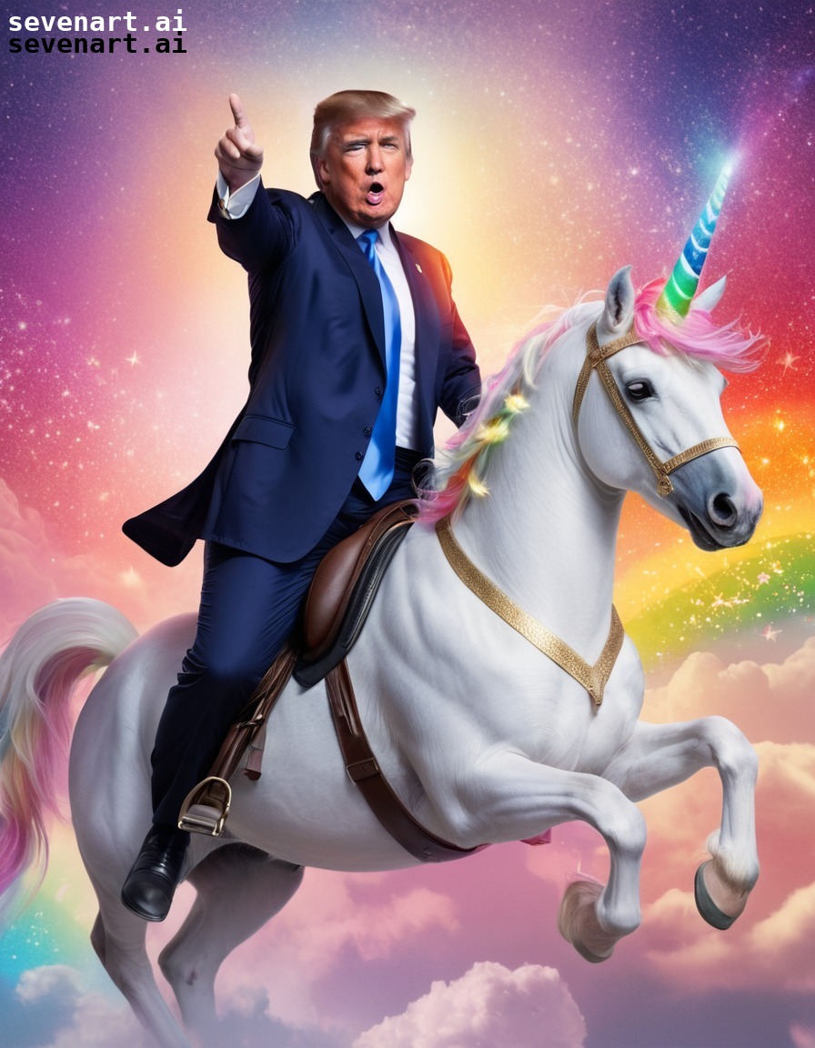 fantasy, whimsical, unicorn, donald trump, rainbows, trump, donaldtrump