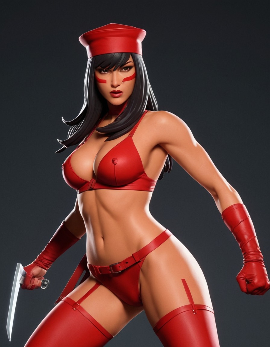 elektra, marvel, superhero, warrior, battle, action, powerful, sexy, painted