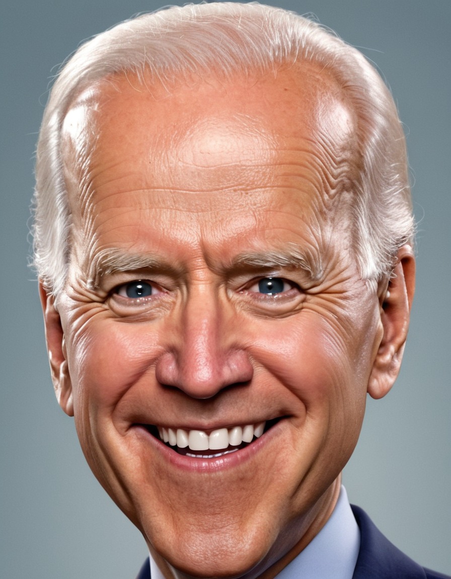 joe biden, caricature, big head, smile, crazy, political satire