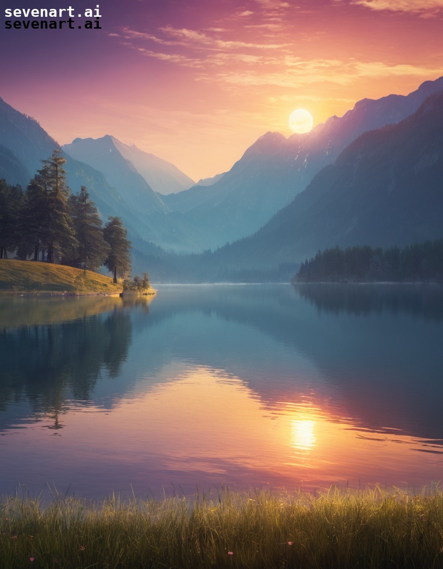 nature, sunrise, lake, reflection, peaceful