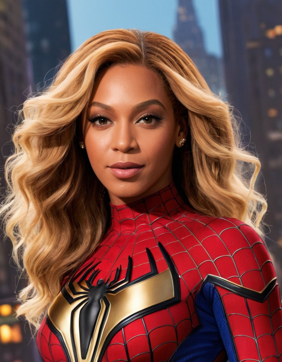 beyoncé, spider-man, marvel, superhero, transformation, entertainment, pop culture