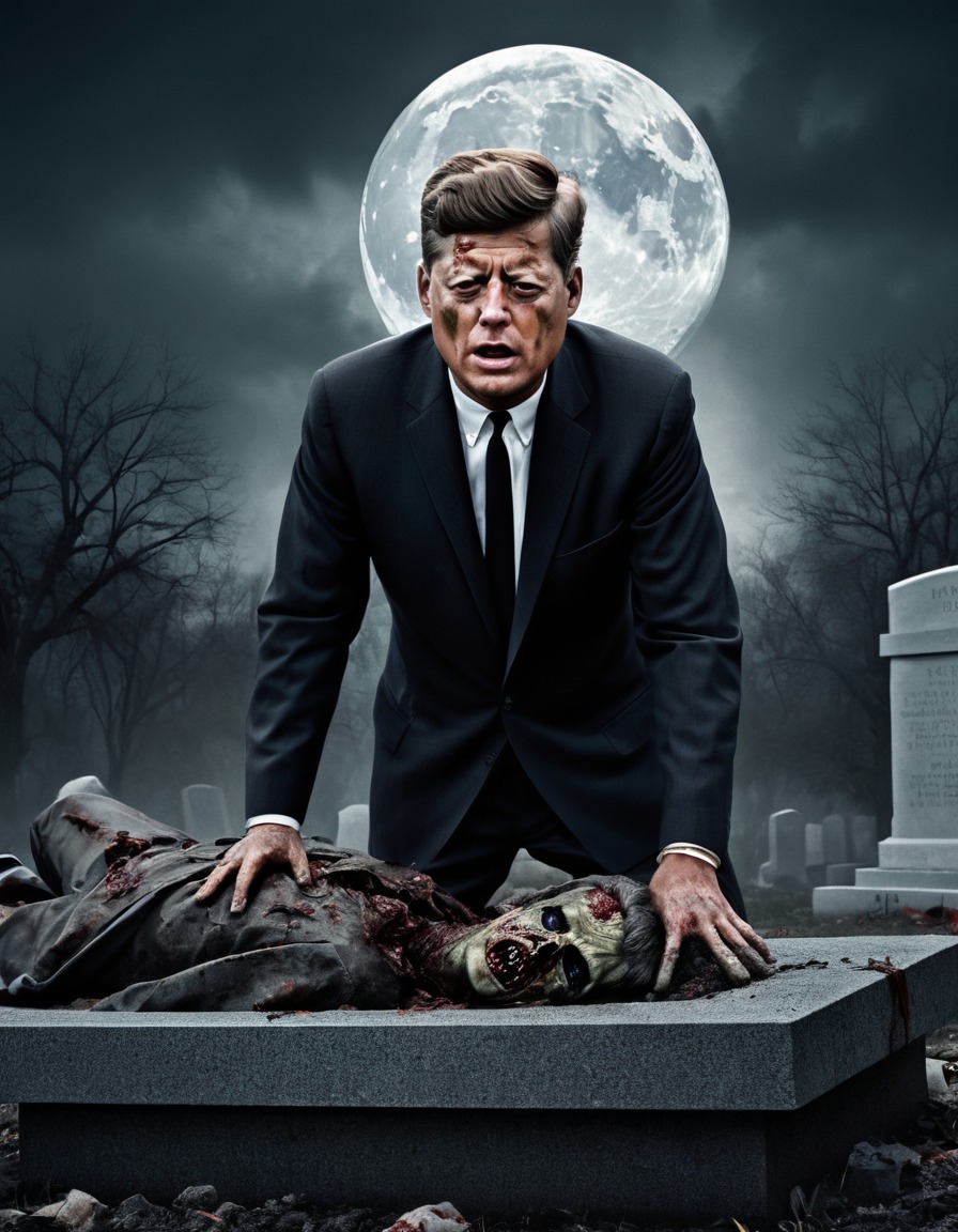 john f. kennedy, zombie, grave, halloween