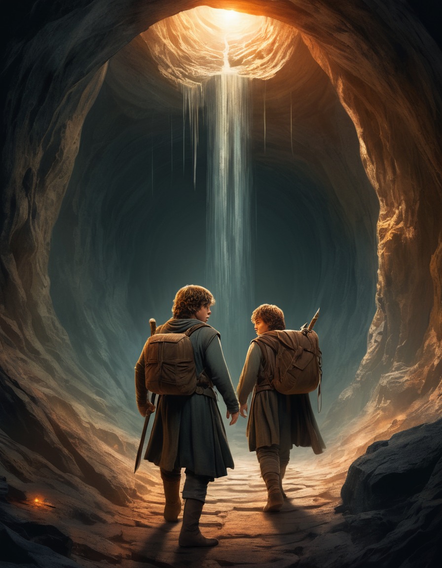 frodo, samwise, labyrinth, cave, adventure, john tolkien, tolkien