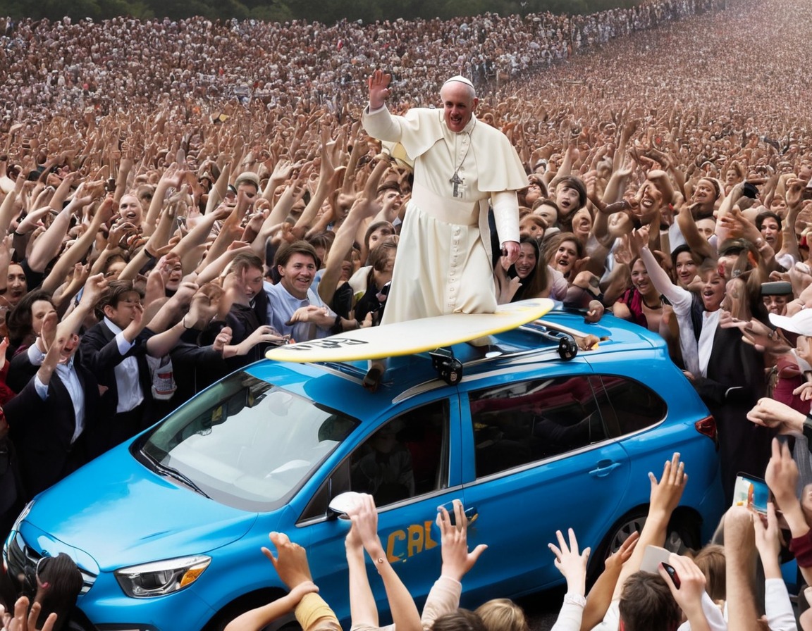 comical, pope francis, surfing, crowd surfing, humor, vatican