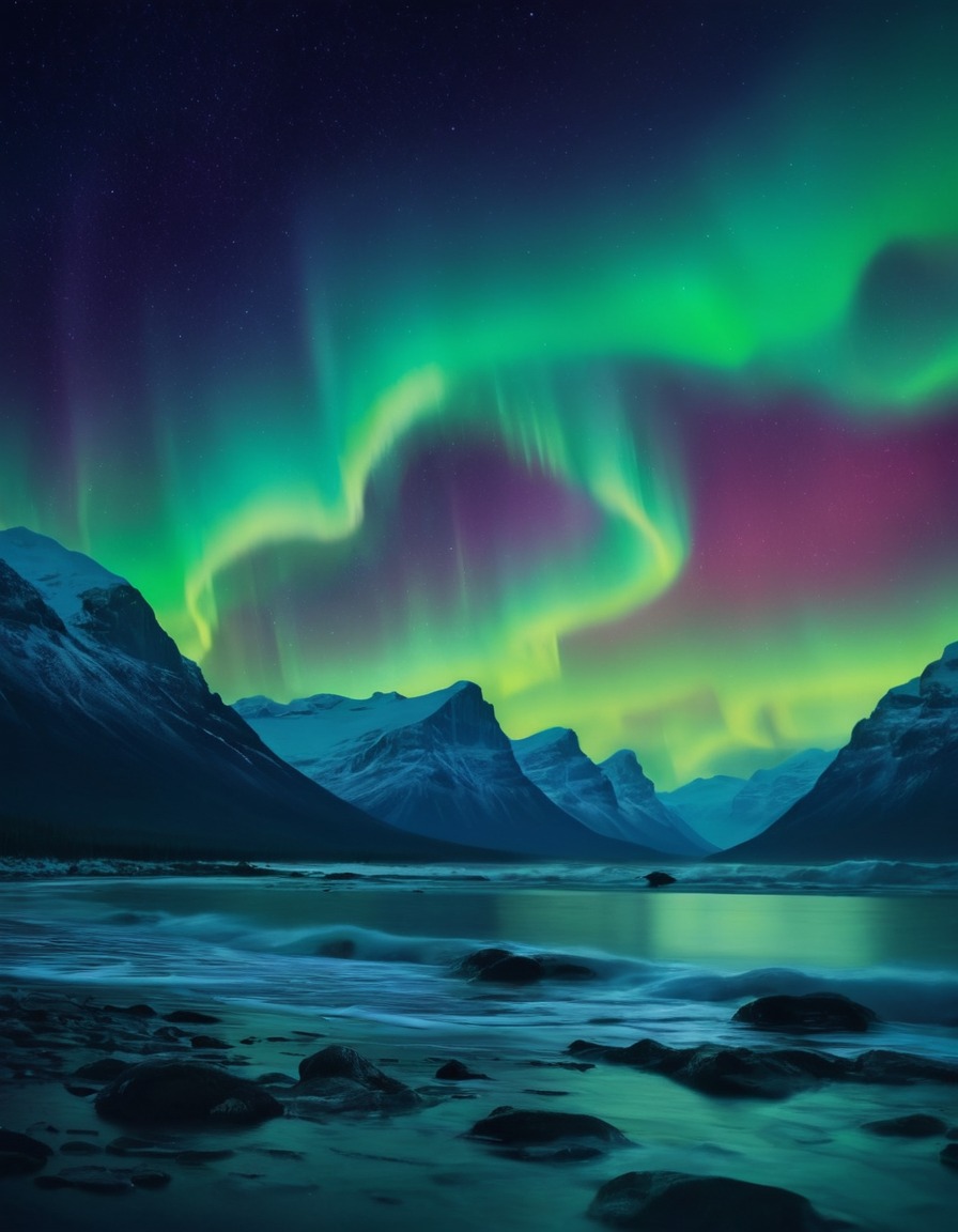 northern lights, aurora borealis, night sky, breathtaking, vibrant colors