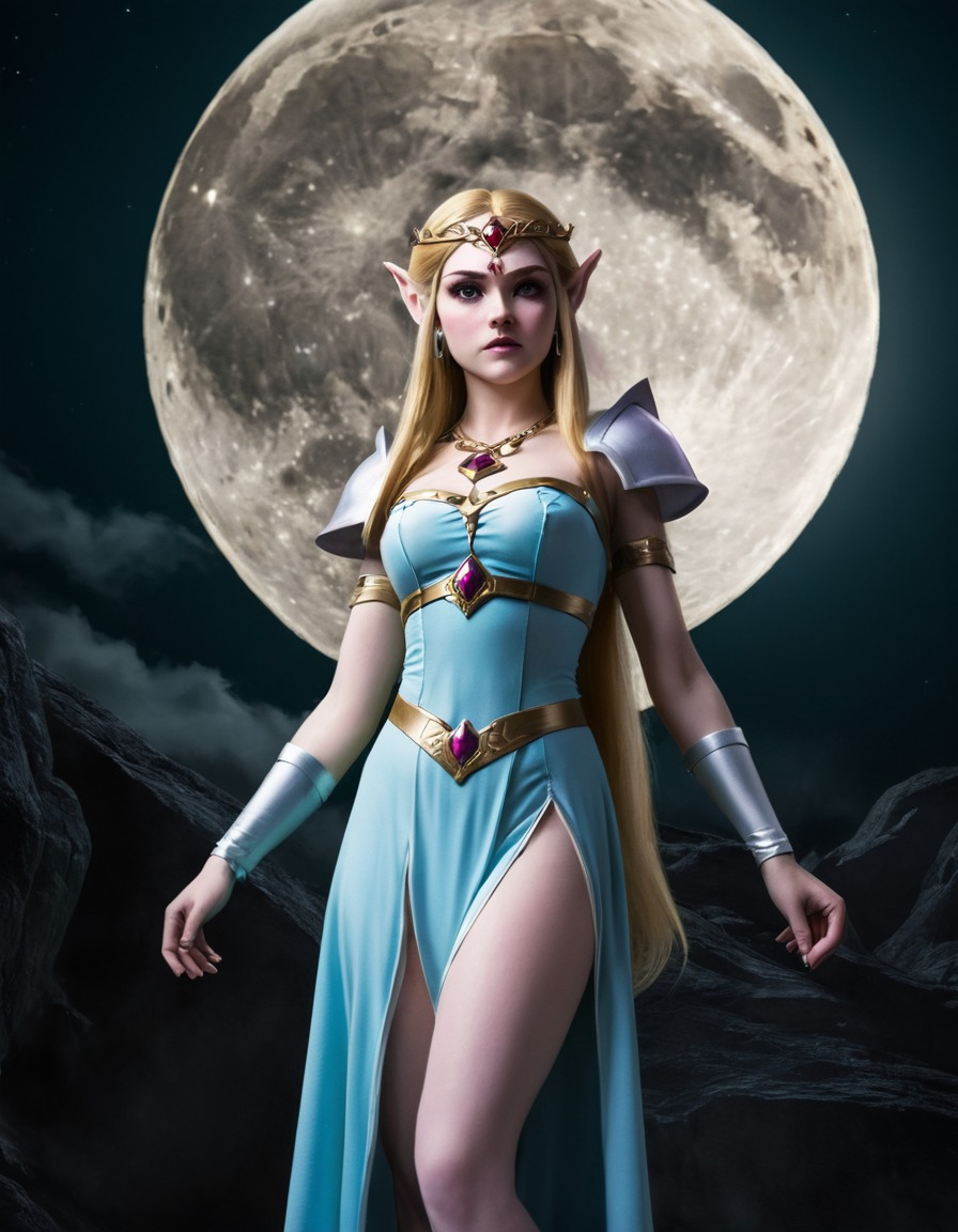 princess zelda, spell casting, full moon, magic, fantasy, video games., games, dark