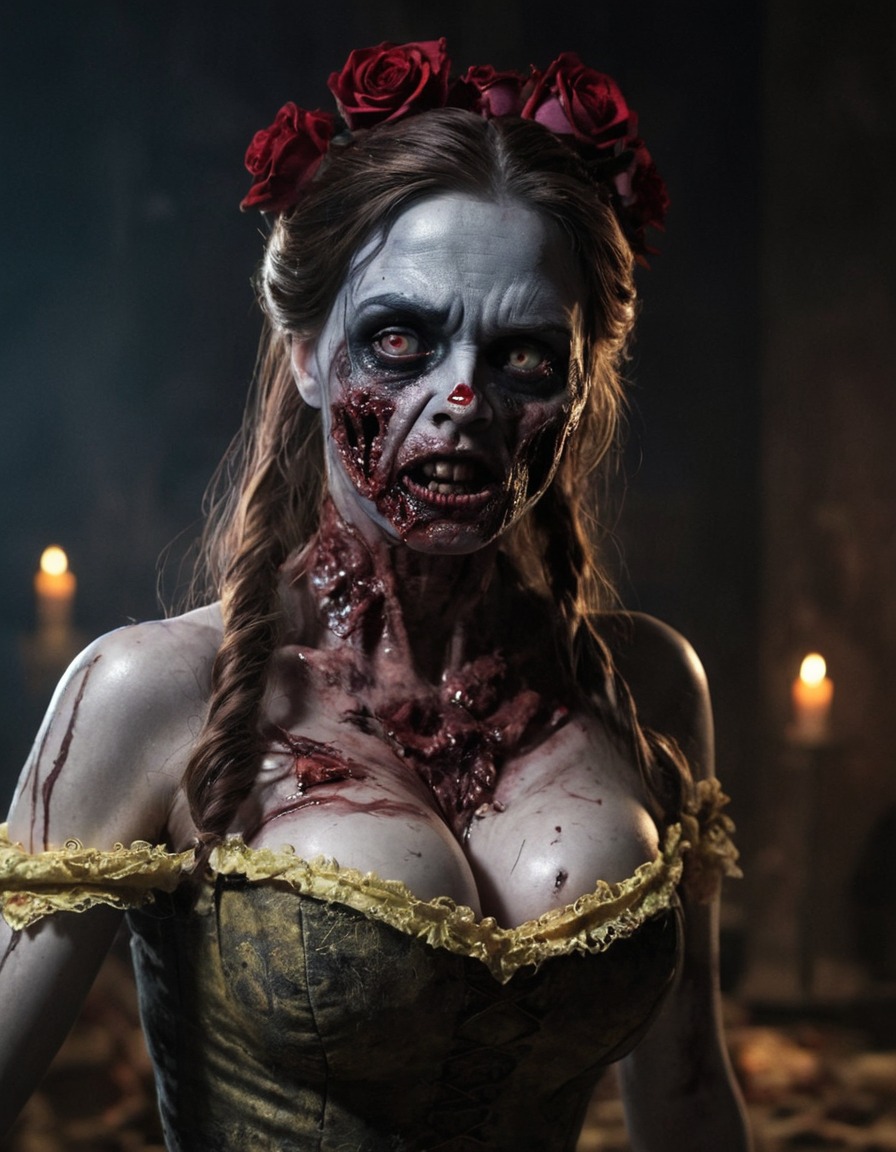 zombie, belle (beauty and the beast), beauty and the beast, undead, horror, fairy tale, disney