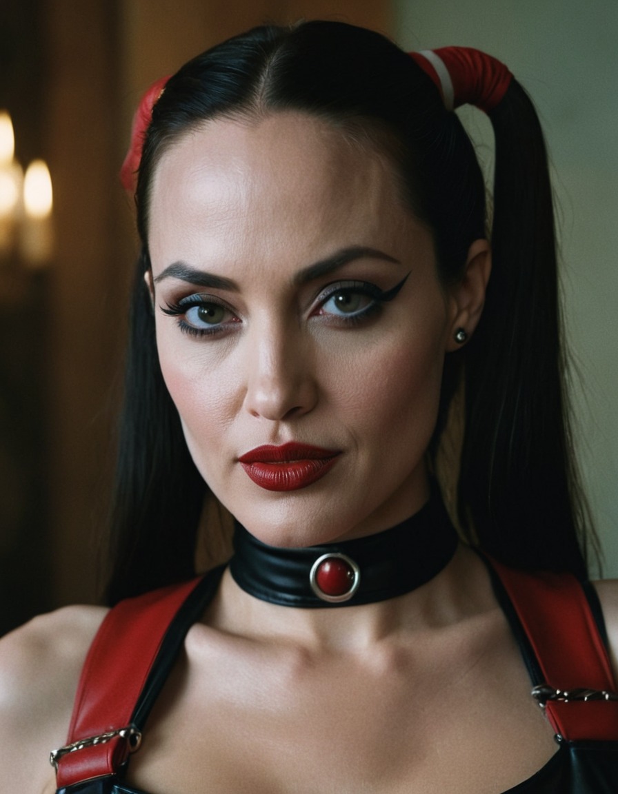 harley quinn, angelina jolie, dc comics, villain, actress