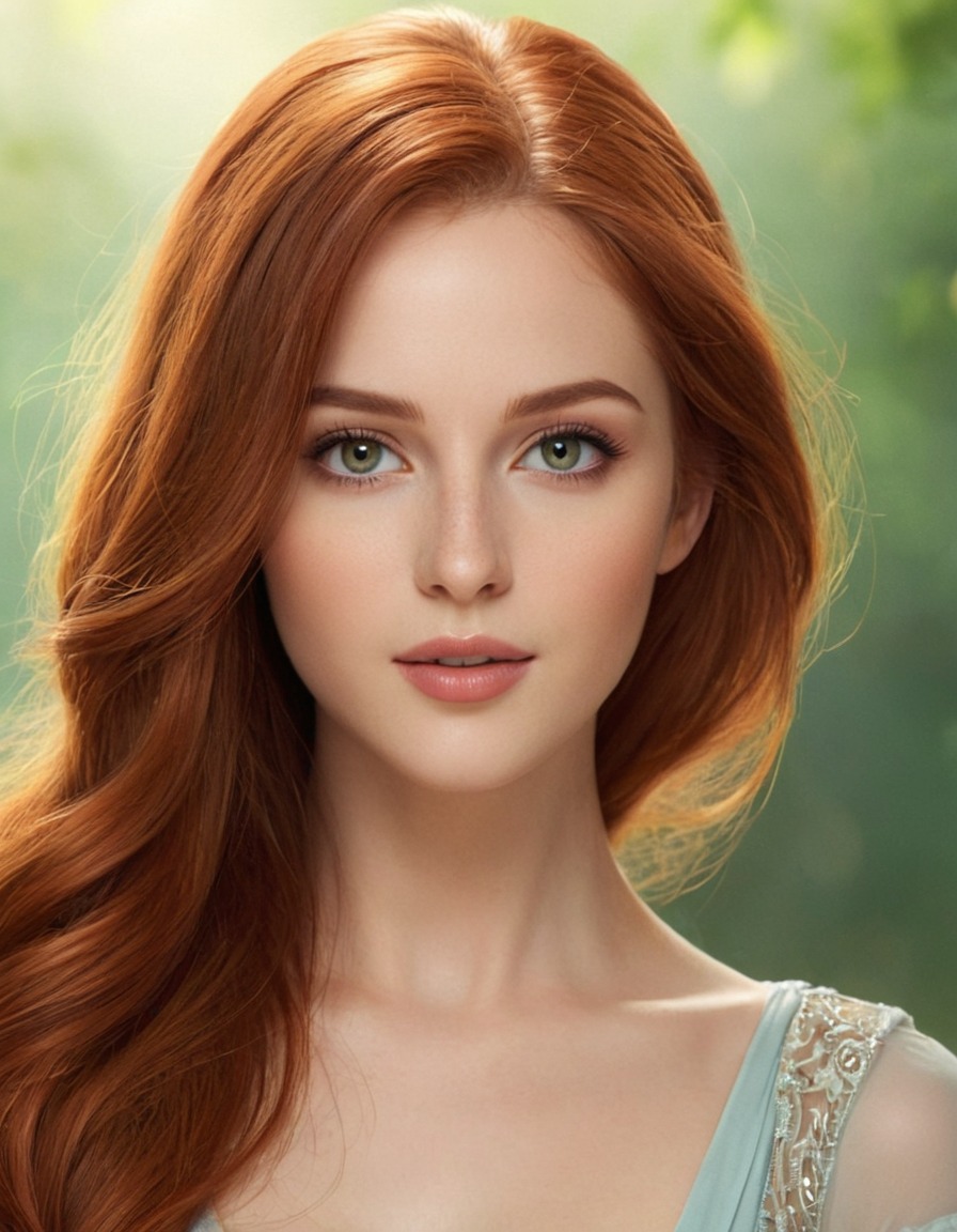 woman, portrait, illustration, beauty, deepset eyes, auburn hair