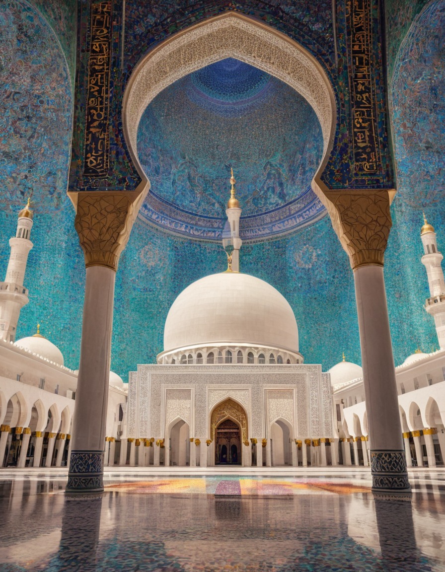 mosque, architecture, mosaic, design, colorful