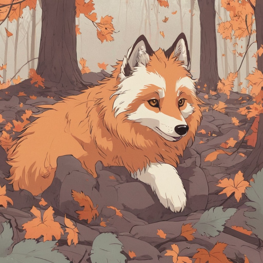 digitalart, animal, fox, animalart, dreamup, forest, fluffy, autumn, fall, dailychallenge, furryfall, ai_art