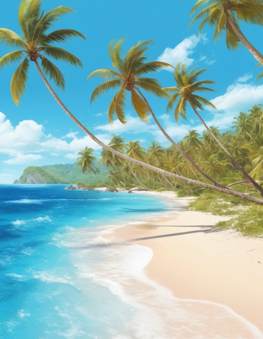 beach, paradise, tropical, palm trees, serenity, nature