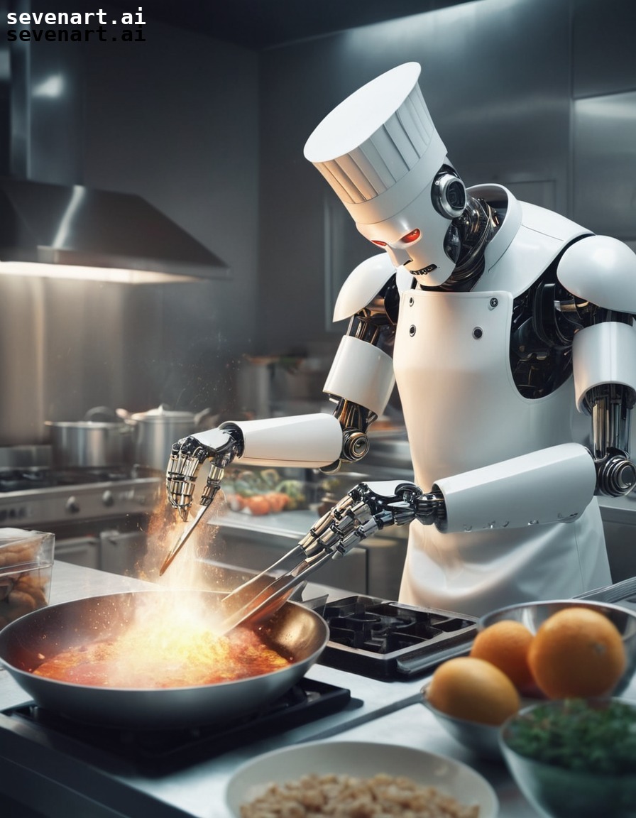 robot, chef, cooking, kitchen, futuristic, robots