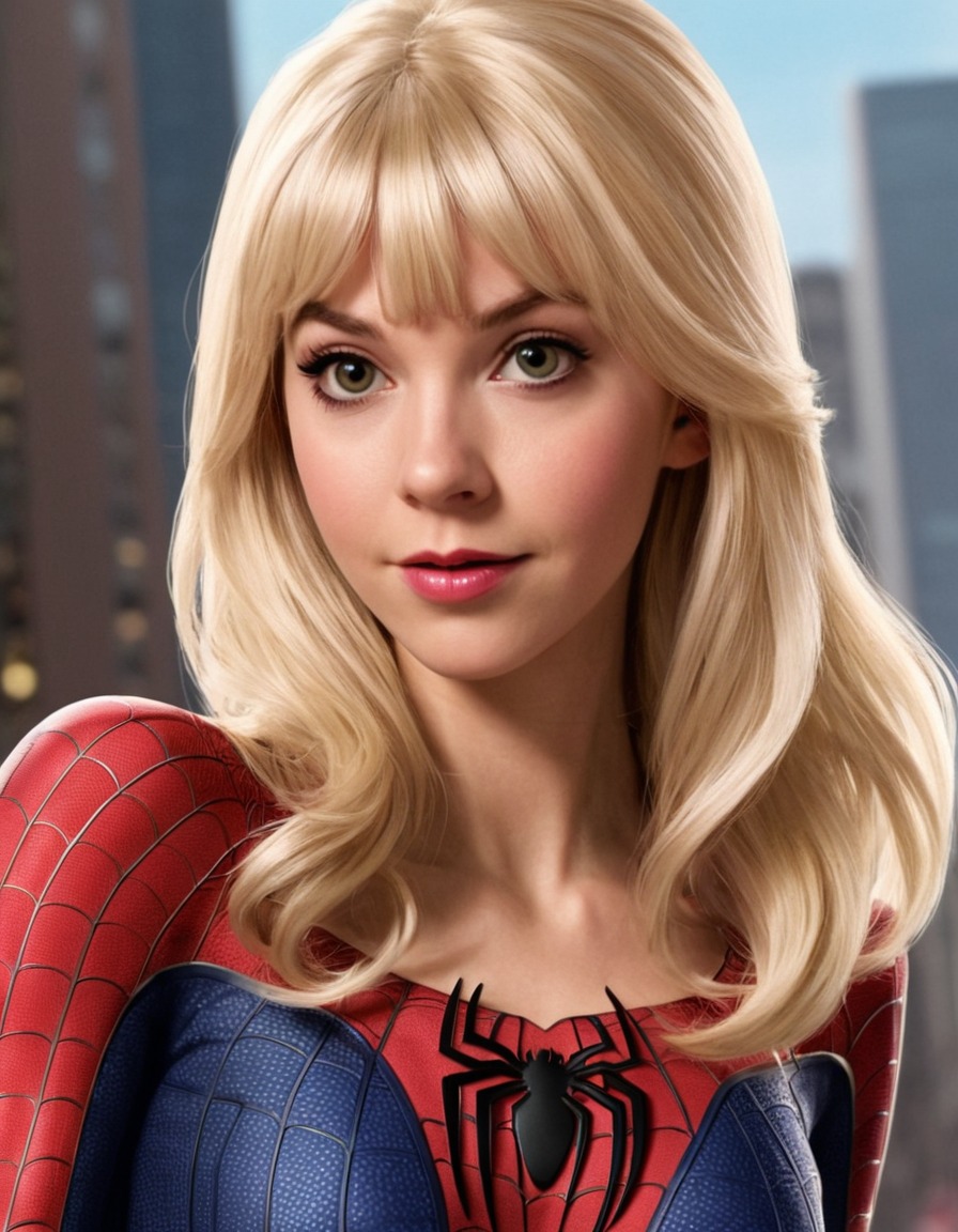 fun, gwen stacy, spiderman, caricature, comedy, art, marvel comics