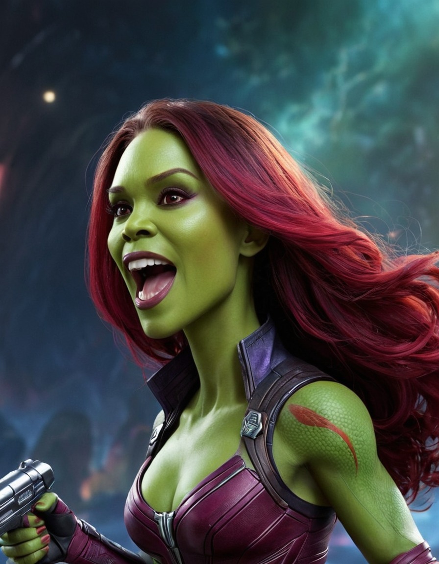 fun, gamora, guardians of the galaxy, caricature, marvel, humor