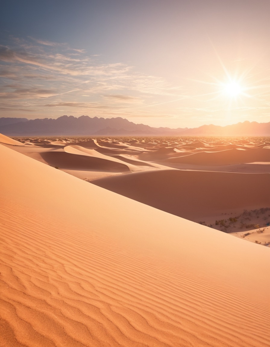 desert, sand dunes, landscape, sun, nature