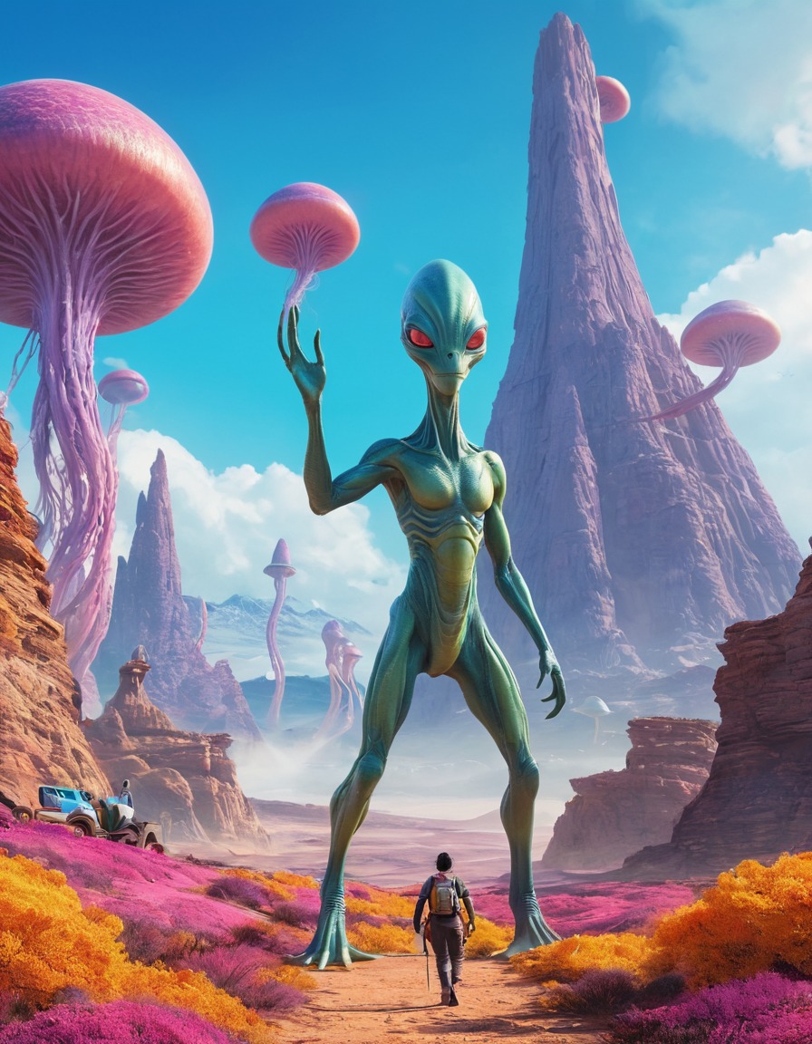 alien, creature, landscape, science fiction, extraterrestrial, aliens