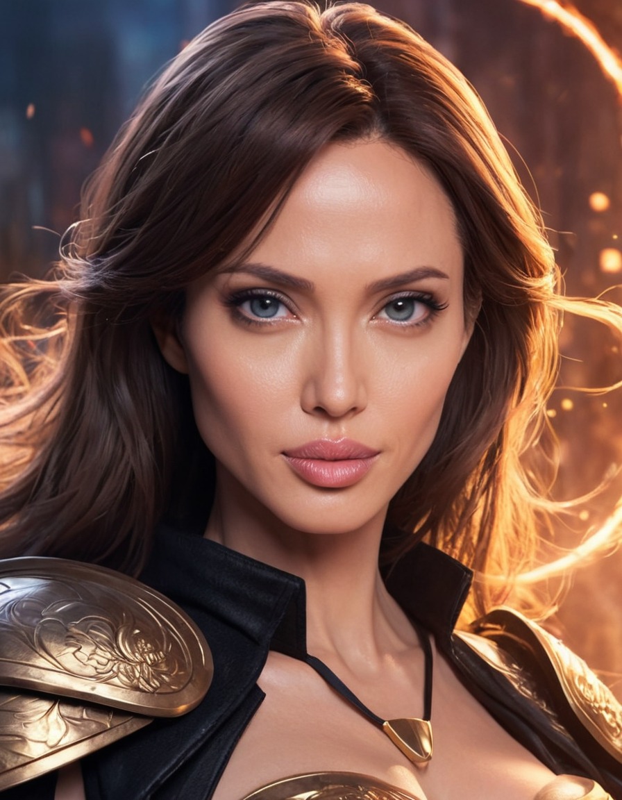 angelina jolie, anime, warrior, magical