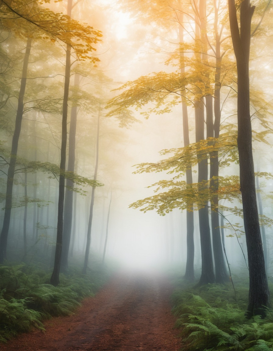 nature, fog, mist, forest, trees