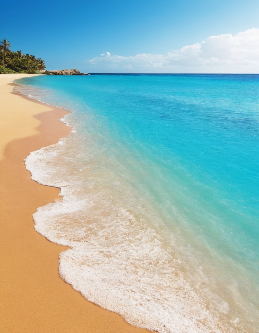 beach, turquoise waters, golden sand, tranquility, nature