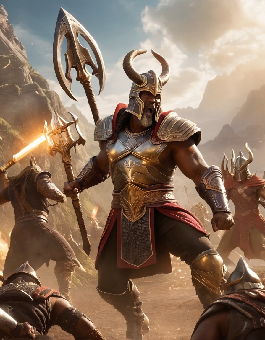 heimdall, epic, battle scene, monsters, fight, norse mythology