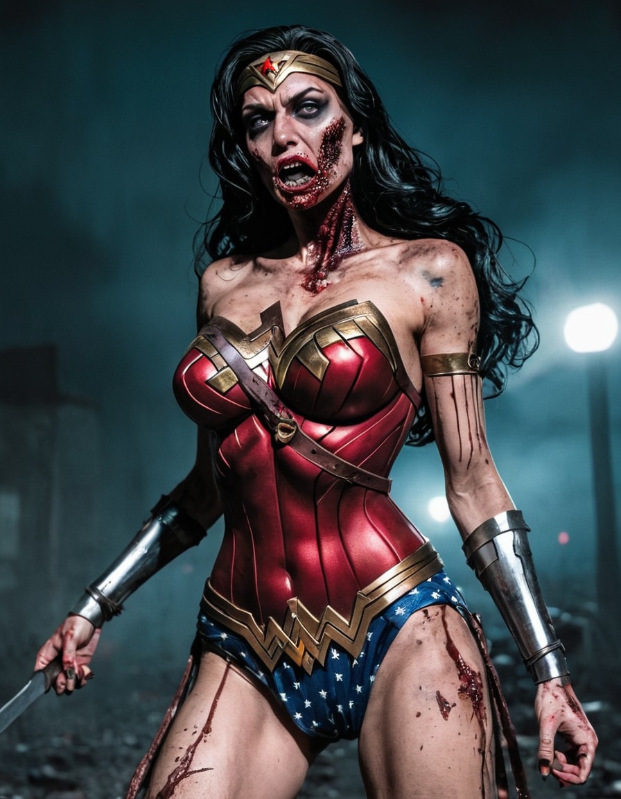 zombie, wonder woman, dc comics, superhero, undead, horror