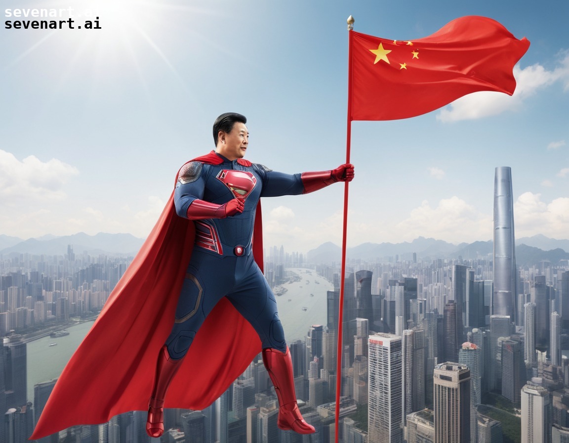 xi jinping, superhero, cape, chinese symbol, power, china