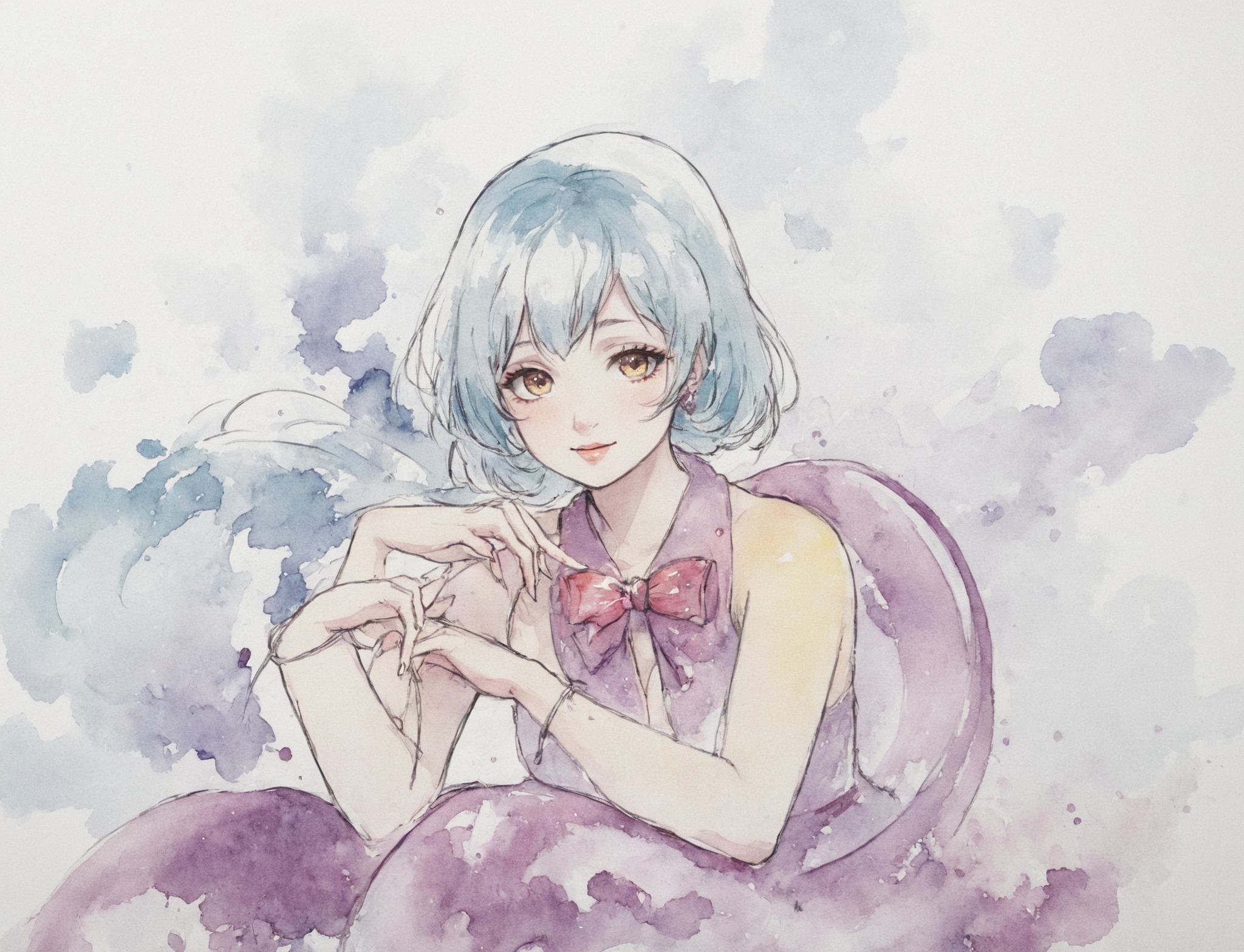 illustration, watercolor, touhou, touhou project, 東方project, sagume kishin, touhou sagume, art, game, watercolor art