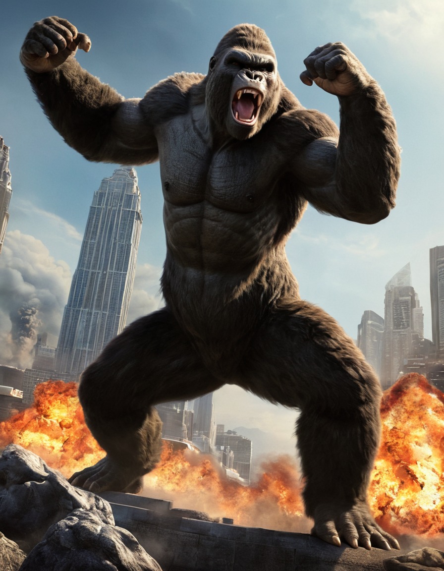 king kong, godzilla, monster, battle, punch, action, movie, kong